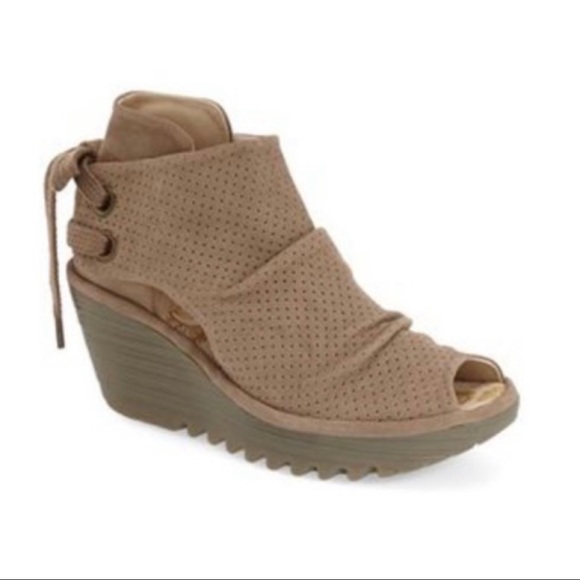 Fly London Shoes - Fly London Yull Peep Toe Wedge Booties